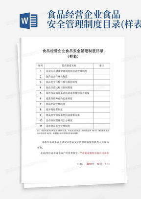 食品经营安全管理制度Word模板下载与办公管理系统应用
